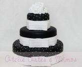 Bolo Cenográfico Preto e Branco Noivado, Casamento